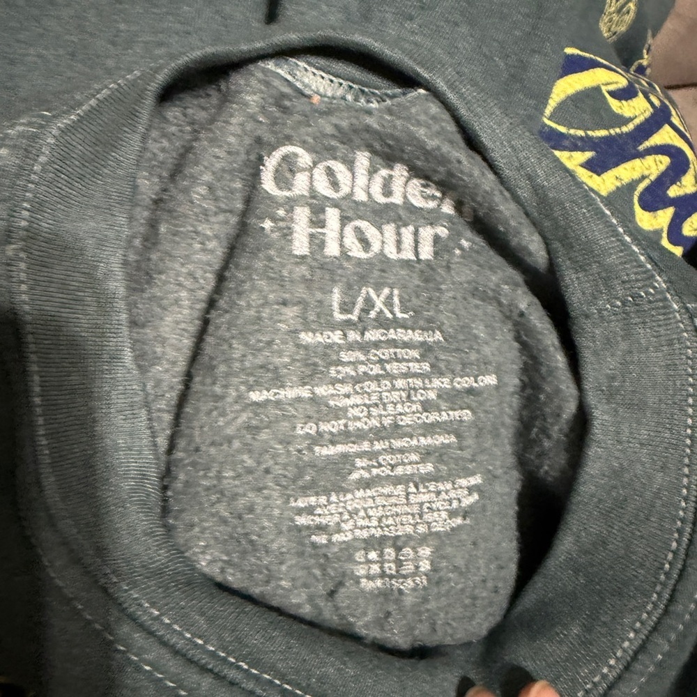 Urban Outfitters NWT Golden‎ Hour NYC Basketball Champs College Sweatshirt Teal - Picture 5 of 5